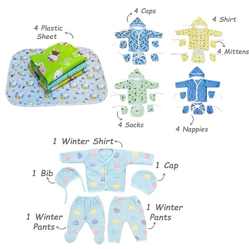 Infantbond Baby Clothing Combo | 66 in 1 New Born Baby Complete Combo (0-6 Months) (Blue Elephant) - Image 3