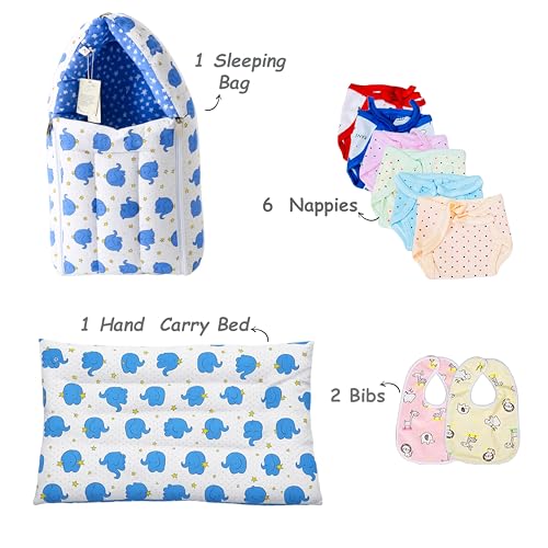 Infantbond Baby Clothing Combo | 66 in 1 New Born Baby Complete Combo (0-6 Months) (Blue Elephant) - Image 2