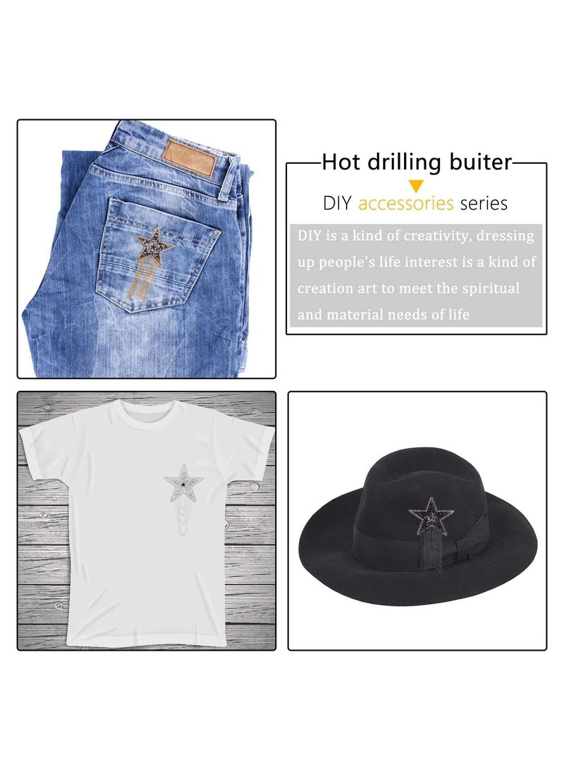 SYOSI Iron on Patches with Chains Tassel, 4Pcs Five-Pointed Star Pattern Clothes Patches Iron on Fashion Appliques with Chains Tassel Badge DIY Repair Decorate Patch for Clothes Dress Jeans Hats Bags - Image 3