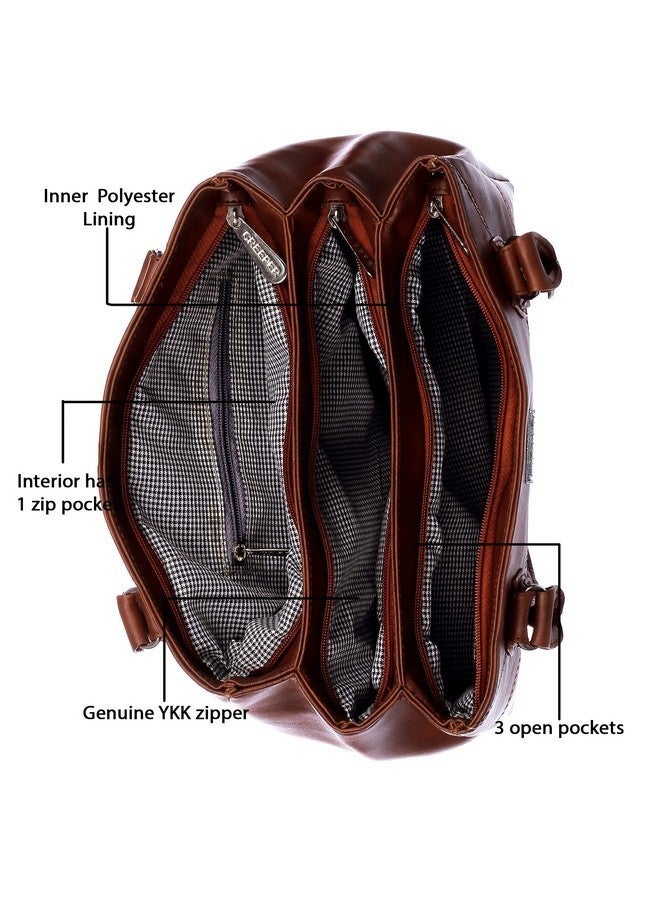 creeper Women's/Girls Leather Large Capacity Shoulder Bags (Dark Tan) - Image 3