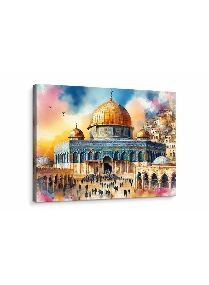 ARS Framed Canvas Wall Art Print, Dome of the Rock Islamic Artwork, Premium Mosque Painting for Living Room, Bedroom, Office, Home Decor, Ready to Hang, Multiple Sizes - Image 3