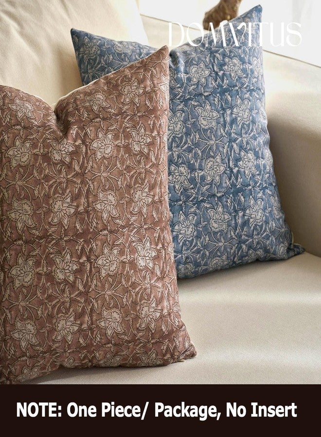 DOMVITUS Floral Pillow Covers 20x20 Throw Pillow Covers Block Print Vintage Decorative Neutral Pillow Cover for Couch Bed Living Room Brown 1PC - Image 5