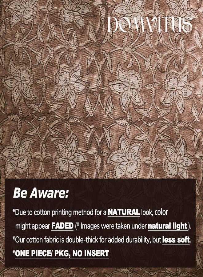 DOMVITUS Floral Pillow Covers 20x20 Throw Pillow Covers Block Print Vintage Decorative Neutral Pillow Cover for Couch Bed Living Room Brown 1PC - Image 3