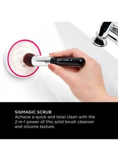 Sigma Beauty Portable 2-In-1 Sigmagic Scrub - Solid, Professional Grade Makeup Brush Cleaner With Silicone Texture To Quickly And Effectively Remove Makeup Residue & Build Up On Makeup Brushes (1Pc)  - Image 4