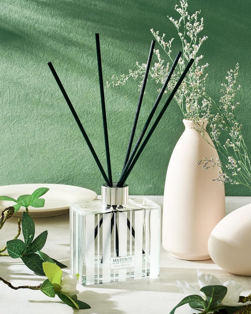 M&SENSE Linen Breeze Reed Diffuser Set - 7.04 oz Linen Breeze Scent Diffusers for Home with Sticks, Shelf Air Freshener for Bedroom Bathroom Office Decor - Image 4