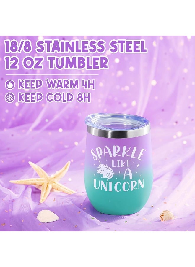 Qinline Unicorn Gifts for Girls, Unicorn Toys for 3 4 5 6 7 8 9 10 11 12 Years Old, Preschool Kindergarten Graduation Gift, Girls Birthday Gift Box with Blanket Diary Headband Eye Mask Cup Jewelry for Teens - Image 3