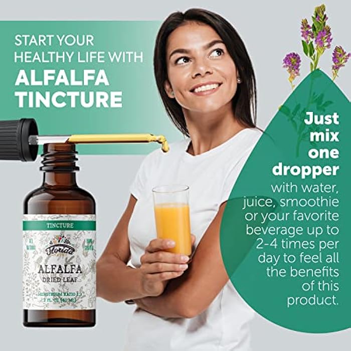 FLORIDA HERBS Alfalfa Tincture, Organic Alfalfa Extract (Medicago Sativa) Dried Leaf, Antioxidant Extract for Immune Support, Non-GMO in Cold-Pressed Organic Vegetable Glycerin 2 oz, 670 mg - Image 2