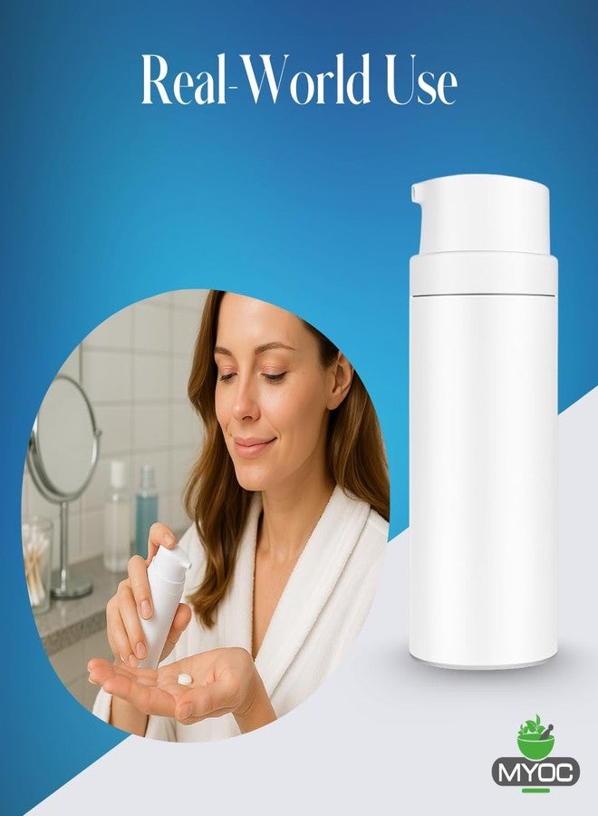 MYOC White Airless Pump Bottle Set with White Pump, 15ml, Pack of 4, Leak-Proof Design for Lotions, Serums, Face Creams, DIY Beauty and Skincare - Image 4