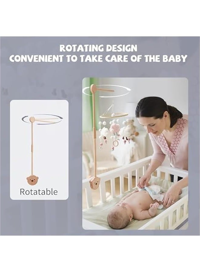 TRASSLE Crib Mobile Arm, Rotating Wooden Mobile Arm for Crib 28-33 inch Baby Mobile Hanger Nursery Mobile Stand for Crib,Bear Mobile Holder  - Image 3
