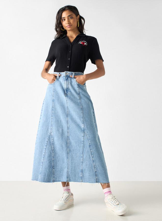 اس بي كاركترز قميص مضلع بتفاصيل تطريزات ميني ماوس وياقة عادية - Image 2