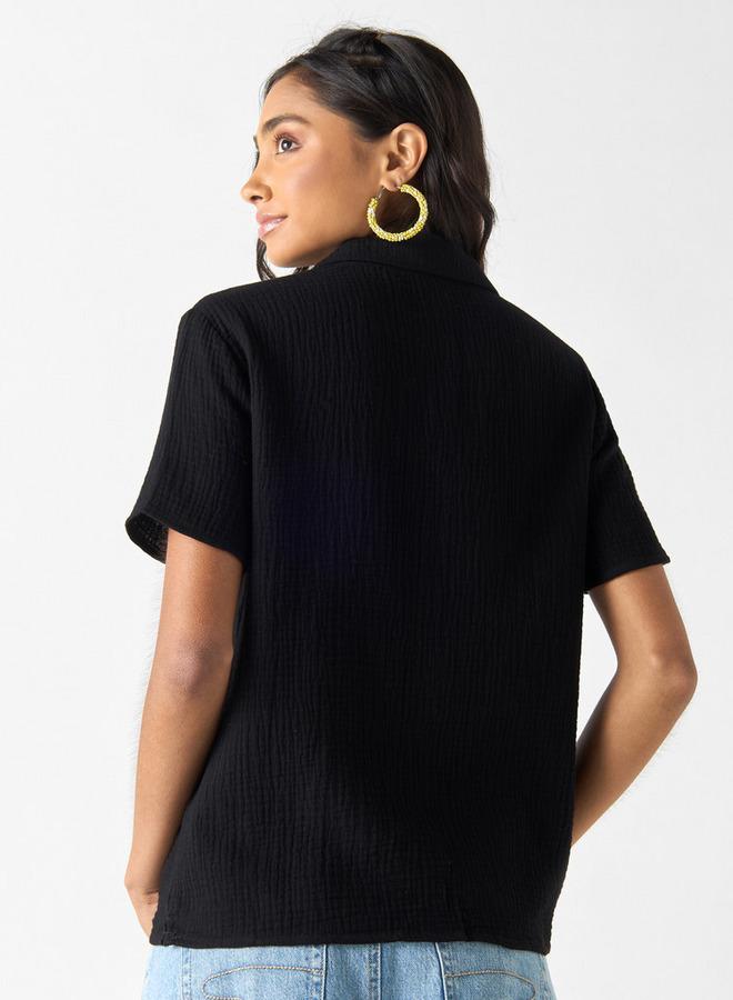 اس بي كاركترز قميص مضلع بتفاصيل تطريزات ميني ماوس وياقة عادية - Image 3