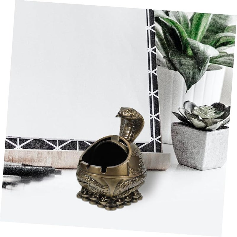 تصميم كلاسيكي لثعبان معدني، منفضة سجائر خارجية مقاومة للرياح مع غطاء، مدمجة لتزيين طاولة الباحة والمنزل - Image 5