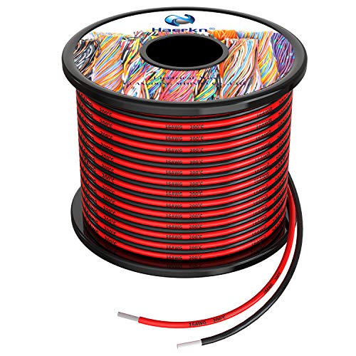 Haerkn 16 awg Silicone Electrical Wire Cable 66ft [Black 33ft Red 33ft] 16 Gauge Separete Wire Hook Up Oxygen Free Stranded Tinned Copper Wire High Temperature Resistance Spool - Image 1