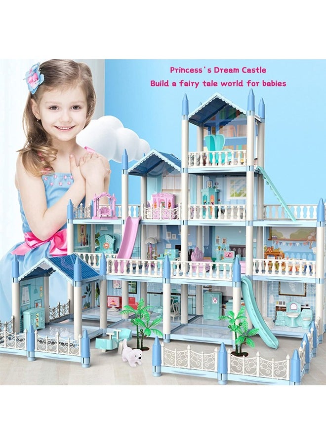 Beauenty Doll House Building Toys with Lights to Assemble Kitchen, Bedroom, Furniture, Garden, Dolls, Pets, Pink Play Dream House for Girls, Girls Toddler DIY Ideas Gifts  - Image 5