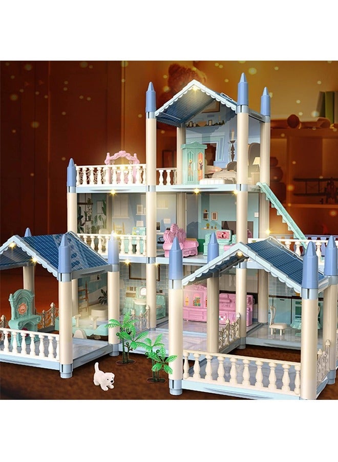 Beauenty Doll House Building Toys with Lights to Assemble Kitchen, Bedroom, Furniture, Garden, Dolls, Pets, Pink Play Dream House for Girls, Girls Toddler DIY Ideas Gifts - Image 5