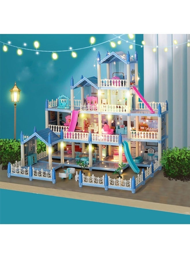 Beauenty Doll House Building Toys with Lights to Assemble Kitchen, Bedroom, Furniture, Garden, Dolls, Pets, Pink Play Dream House for Girls, Girls Toddler DIY Ideas Gifts - Image 2