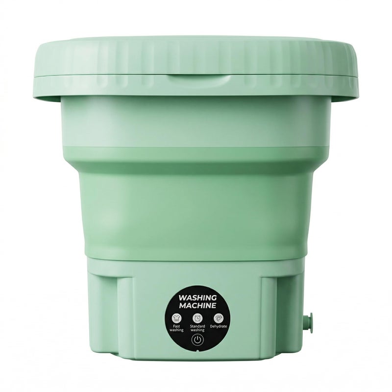 Foldable Washing Machine, 12L Portable Washing Machine with Handle, Waterproof Touch Panel, Practical Drainage, for Light Clothes and Small Items (Mint Green) - Image 2