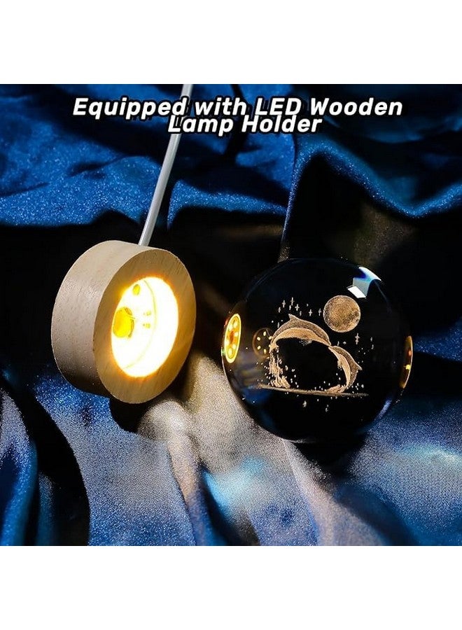 KELVEE مصباح كيلفي 3D كريستال الكرة المجرة، زينة فنية زجاجية لنظام الشمس، حامل خشبي لعرض المصابيح الليلية، ديكور منزلي، هدية عيد ميلاد للأطفال (دلفين) - Image 4