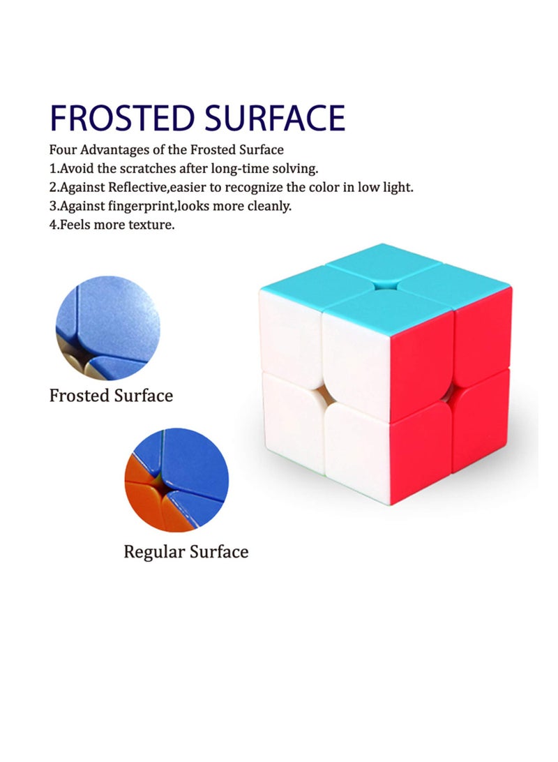 سونسر مكعبات سريعة 2 × 2 مكعبات بدون ملصقات لعبة ألغاز سريعة وسلسة للأطفال والكبار - Image 5
