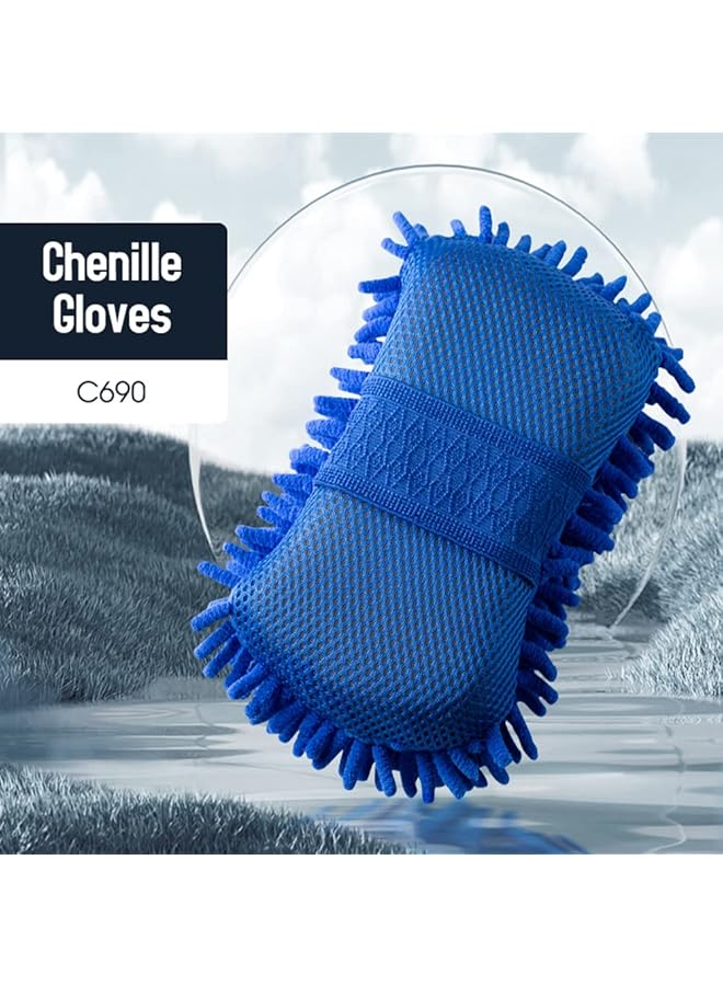 Linjie Car Wash Sponge，Car Wash Glove Fluff Free Car Wash Sponge Chenille Superfine Fiber Car Washing Sponge Used To Wash Various Types Of Vehicles - Image 4