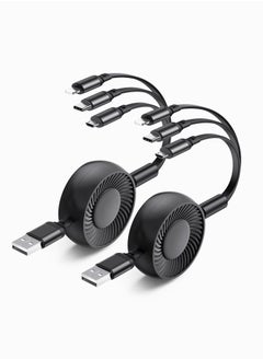 SYOSI 3-in-1 USB Charging Cable, Multi Retractable to USB Cable Type C Sync Fast Charging Cord, USB Charging Cable for IP, Micro-USB, Compatible with Cell Phones Tablets for Samsung LG iPhone, 2Pcs  - Image 1