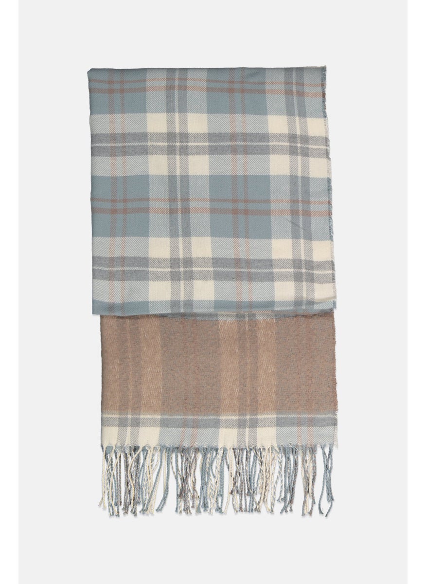 Tchibo Women Checked Woven Scarf 174 x 65 cm, Grey  - Image 2
