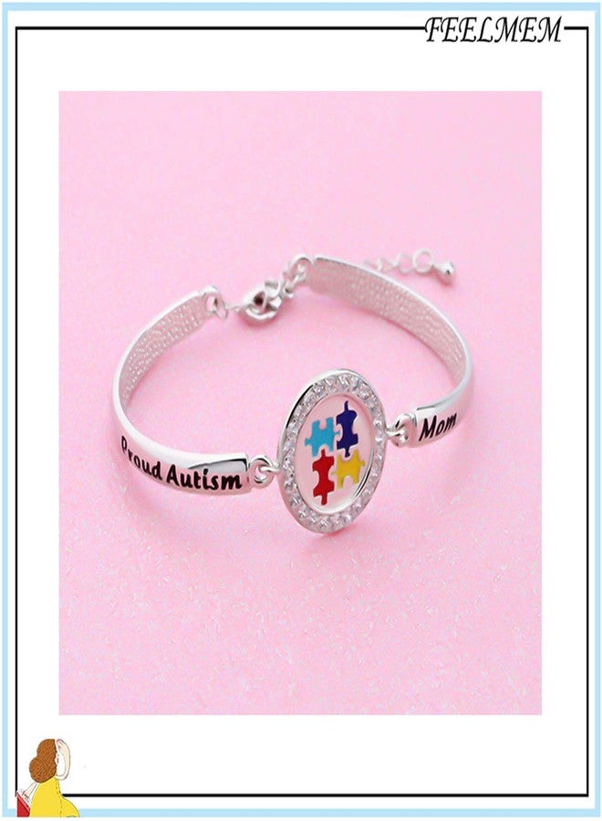 FEELMEM Autism Awareness Gift Proud Autism Mom Bracelet Speaks Autistic Support Mom Gift - Image 3