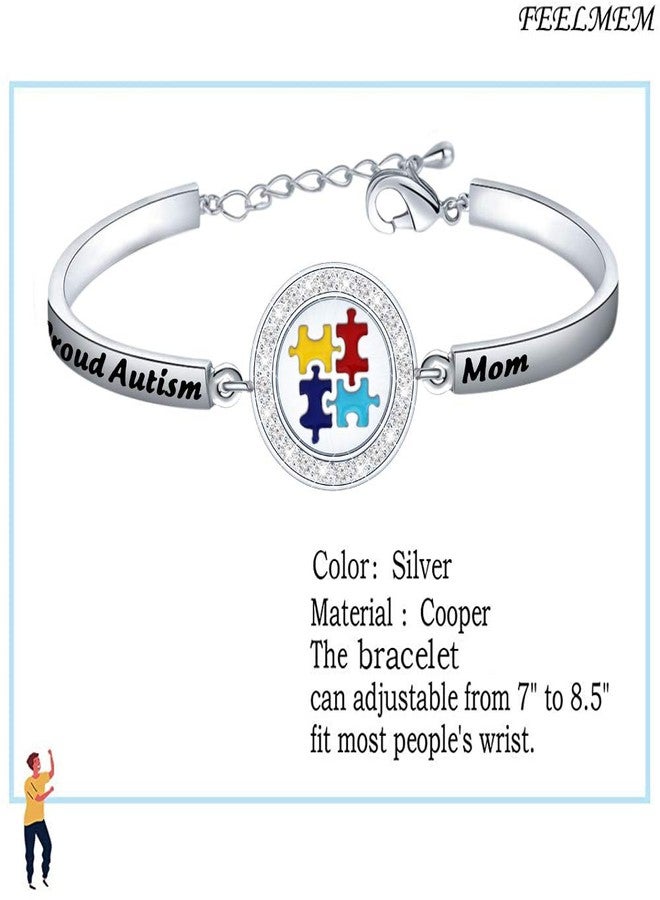 FEELMEM Autism Awareness Gift Proud Autism Mom Bracelet Speaks Autistic Support Mom Gift - Image 2