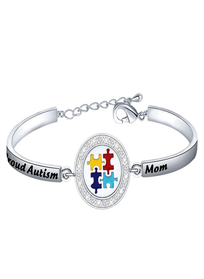 FEELMEM Autism Awareness Gift Proud Autism Mom Bracelet Speaks Autistic Support Mom Gift - Image 1