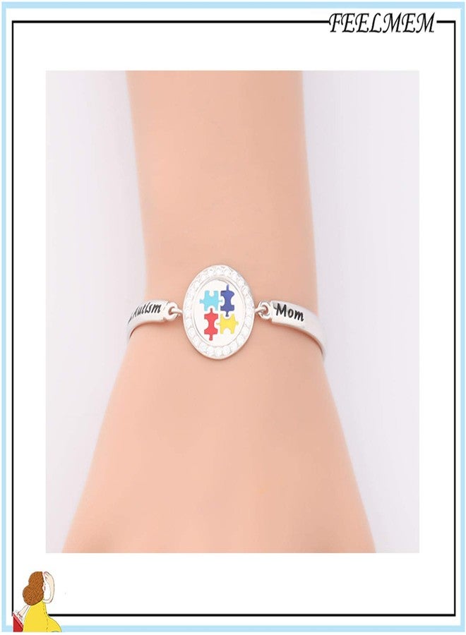 FEELMEM Autism Awareness Gift Proud Autism Mom Bracelet Speaks Autistic Support Mom Gift - Image 5