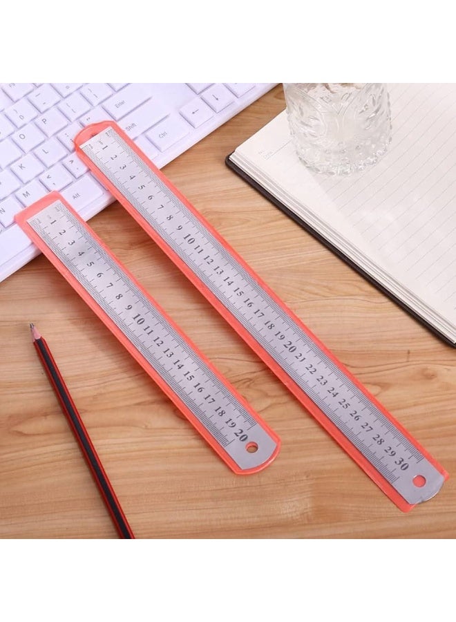 Unbreakable metal ruler, 30 cm long – Pack of 4. - Image 2
