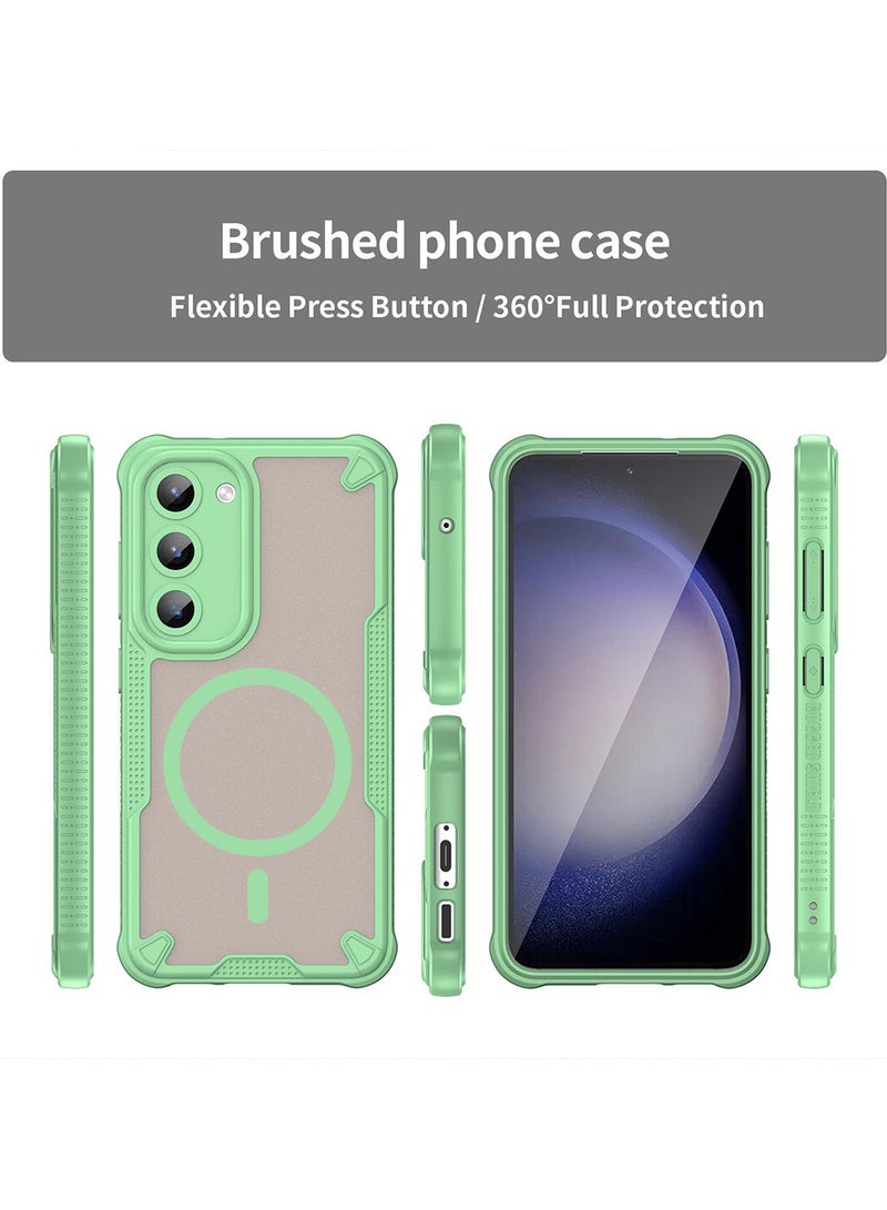 Cover For Samsung Galaxy S23 Plus Armor Glaze MagSafe Magnetic Phone Case Raised edges around the screen and camera lens help prevent scratches - Green - Image 2
