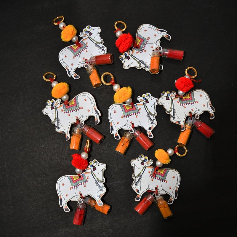Natali Traders Pichwai Cow Haldi Kumkum for Return Gift Pack of 31 Decorative Pasupu Kumkum Pooja Items Bulk Wedding Return Gifts Thambulam Return Gifts Set - Image 4