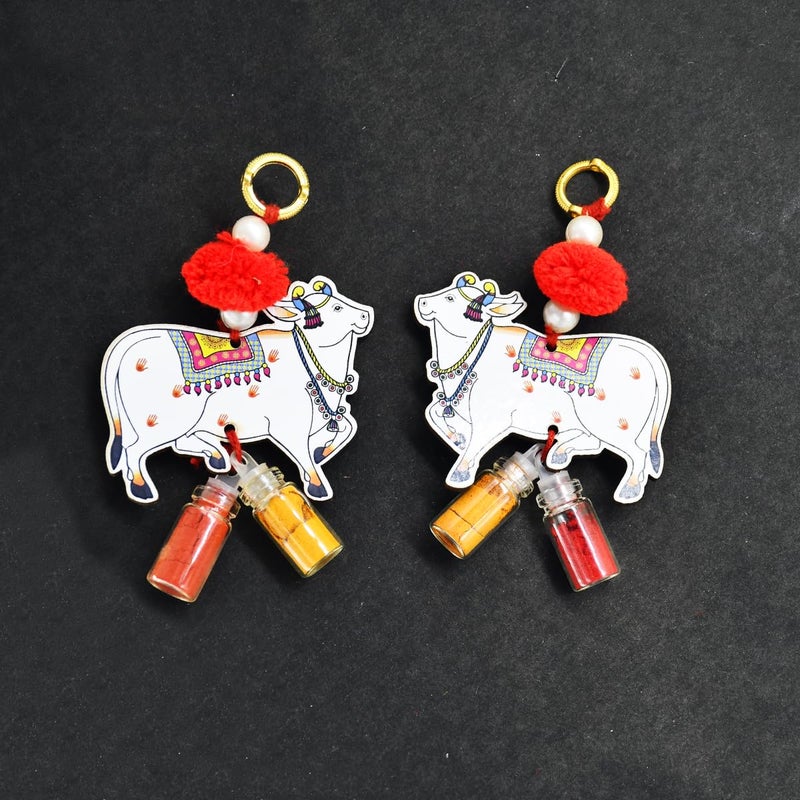 Natali Traders Pichwai Cow Haldi Kumkum for Return Gift Pack of 31 Decorative Pasupu Kumkum Pooja Items Bulk Wedding Return Gifts Thambulam Return Gifts Set - Image 3