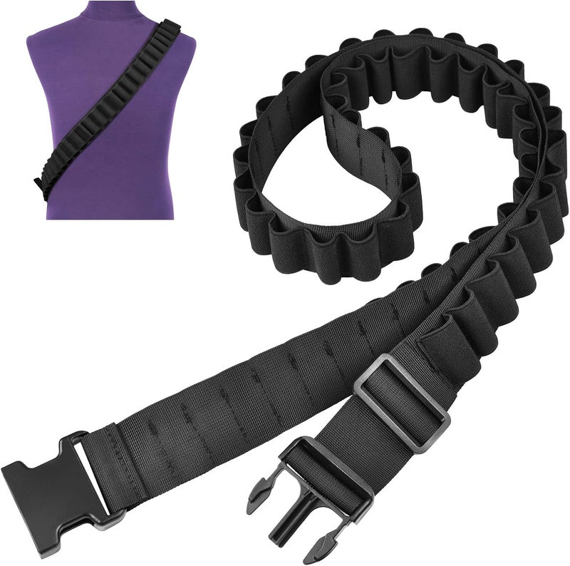 EZshoot Shotgun Shell Bandolier for 12 or 20 Gauge Large Capacity Adjustable Nylon Shell Shoulder Carrier Belt Hold 56 Shells - Image 1