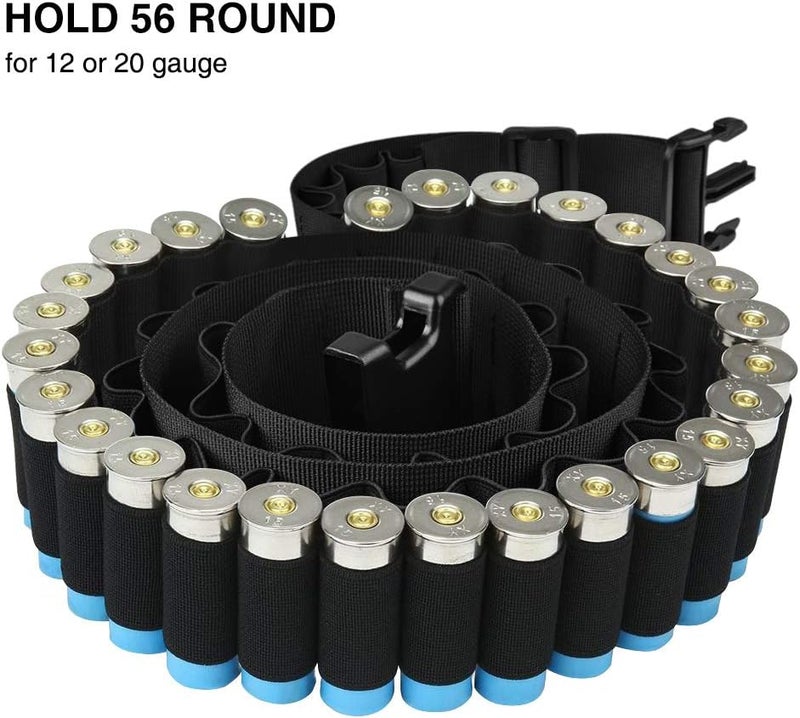 EZshoot Shotgun Shell Bandolier for 12 or 20 Gauge Large Capacity Adjustable Nylon Shell Shoulder Carrier Belt Hold 56 Shells - Image 2