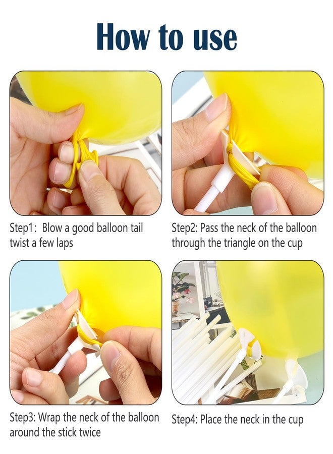 بليلي مجموعة Pllieay من 300 قطعة من حوامل عصي البالونات البلاستيكية البيضاء مقاس 16 بوصة مع أكواب للبالونات، قابلة لإعادة الاستخدام، مثالية لتزيين الطاولات، وحفلات الزفاف، وأعياد الميلاد، والحفلات، والذكرى السنوية. - Image 3