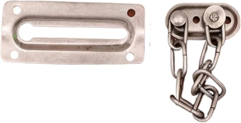 Stainless Steel Anti Theft Door Lock Sliding Latch Buckle Security Chain 1 Set - Image 1