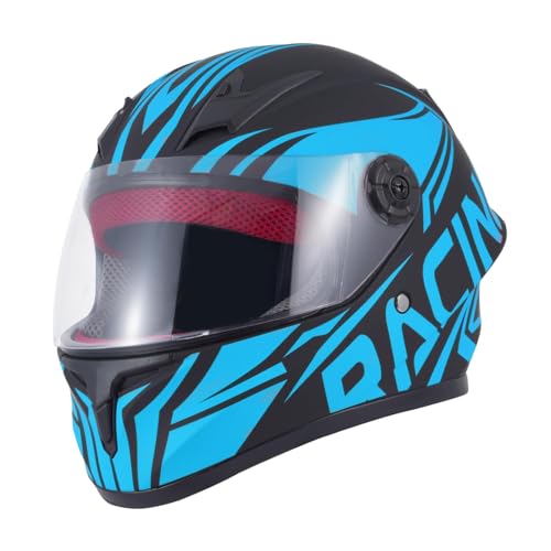 TTMiku Kids Full Face Motorcycle Helmet DOT Approved Child ATV Dirt Bike Electric Bike 4Wheeler Quad GoKart Street Racing Helmet for Boys Girls Blue Medium - Image 1