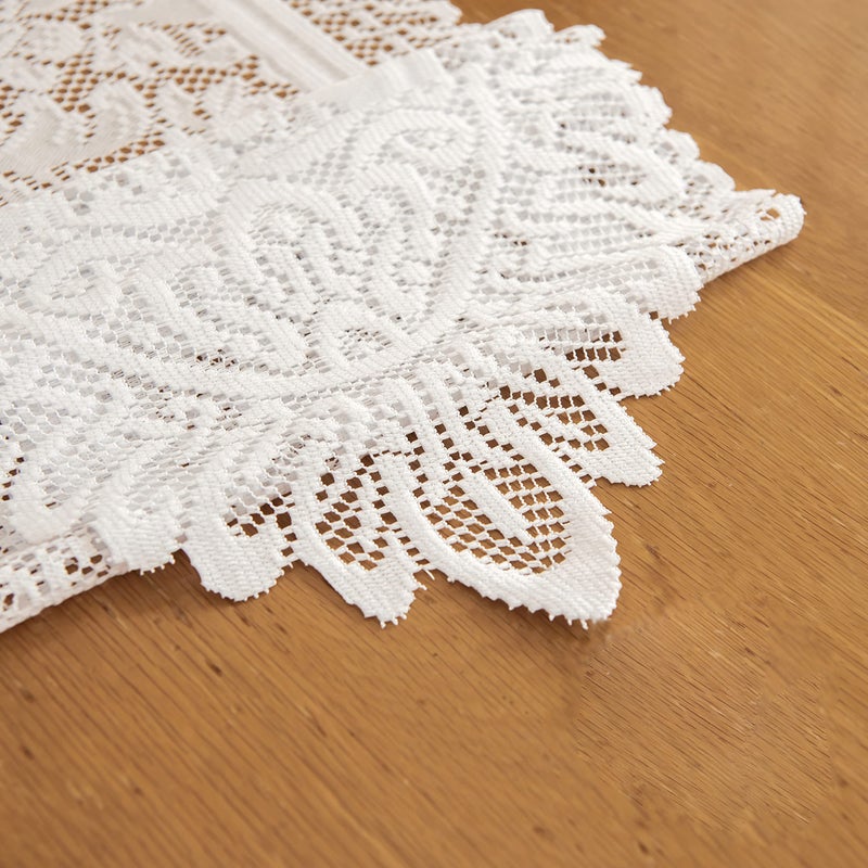 Tinsow 2 Pack Cotton Crochet Lace Rectangular Table Runner Dresser Scarf Doilies (White Style, 13" X 71") - Image 2