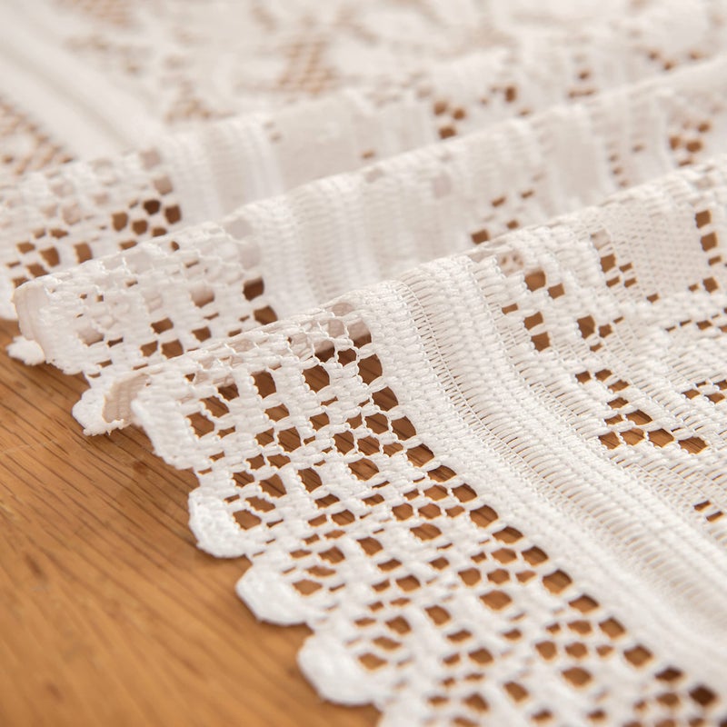 Tinsow 2 Pack Cotton Crochet Lace Rectangular Table Runner Dresser Scarf Doilies (White Style, 13" X 71") - Image 3