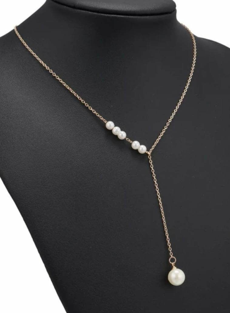 Women chain golden with off white pearls 