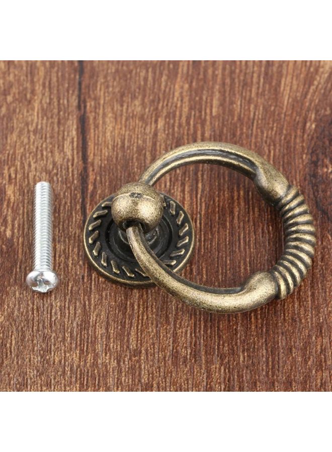 Bronze Ring Pull Handles Vintage Cabinet Knobs 2pcs Kitchen Drawer Cupboard Furniture Fittings - Image 1