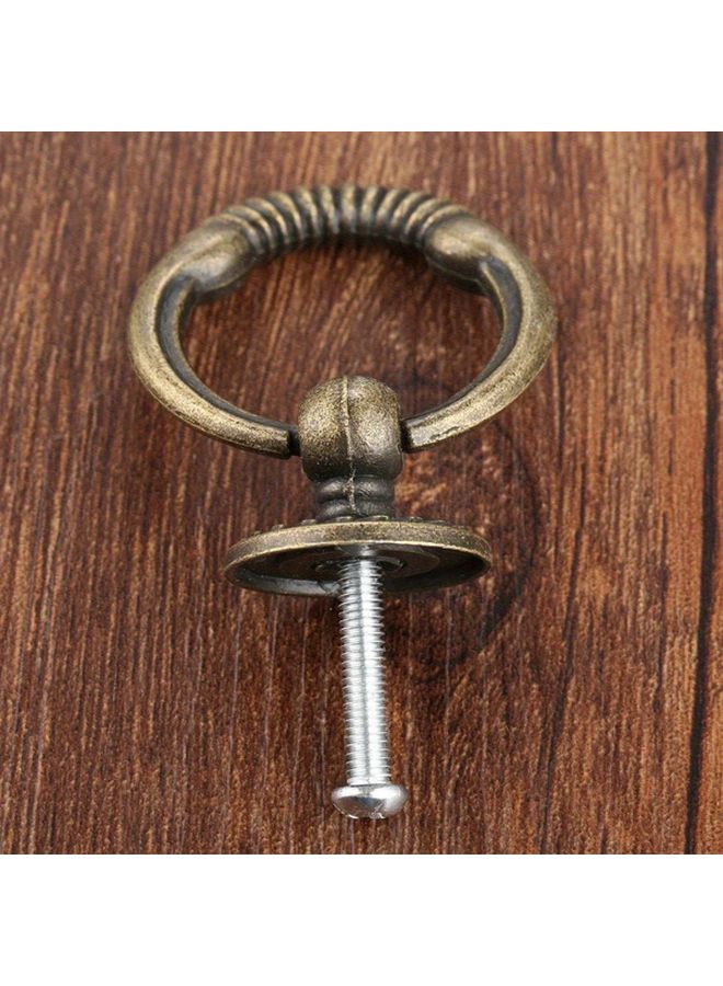 Bronze Ring Pull Handles Vintage Cabinet Knobs 2pcs Kitchen Drawer Cupboard Furniture Fittings - Image 3