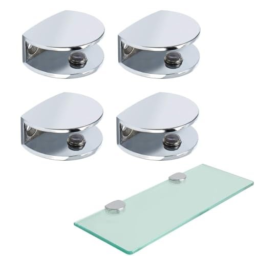 AWEN Adjustable Wood/Glass Shelf Bracket Solid Metal Wall Mount 4 Pcs or Two Pair,Polished Chrome (k140-4pcs) - Image 1