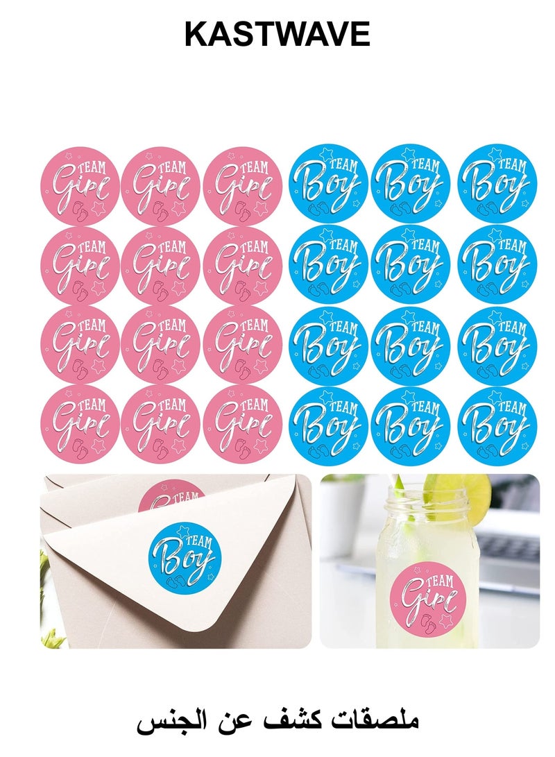 KASTWAVE Gender Reveal Stickers, 480 Pcs Baby Shower Stickers Labels with Glitter Silver Letter Team Boy or Team Girl Stickers for Baby Gender Reveal Decorations and Baby Shower Party Stickers - Image 1