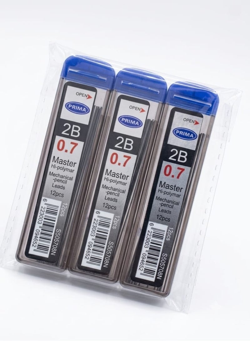 Prima 0.7mm Nib Set - 3 Pack for 2B Mechanical Pencils - Black - Image 1