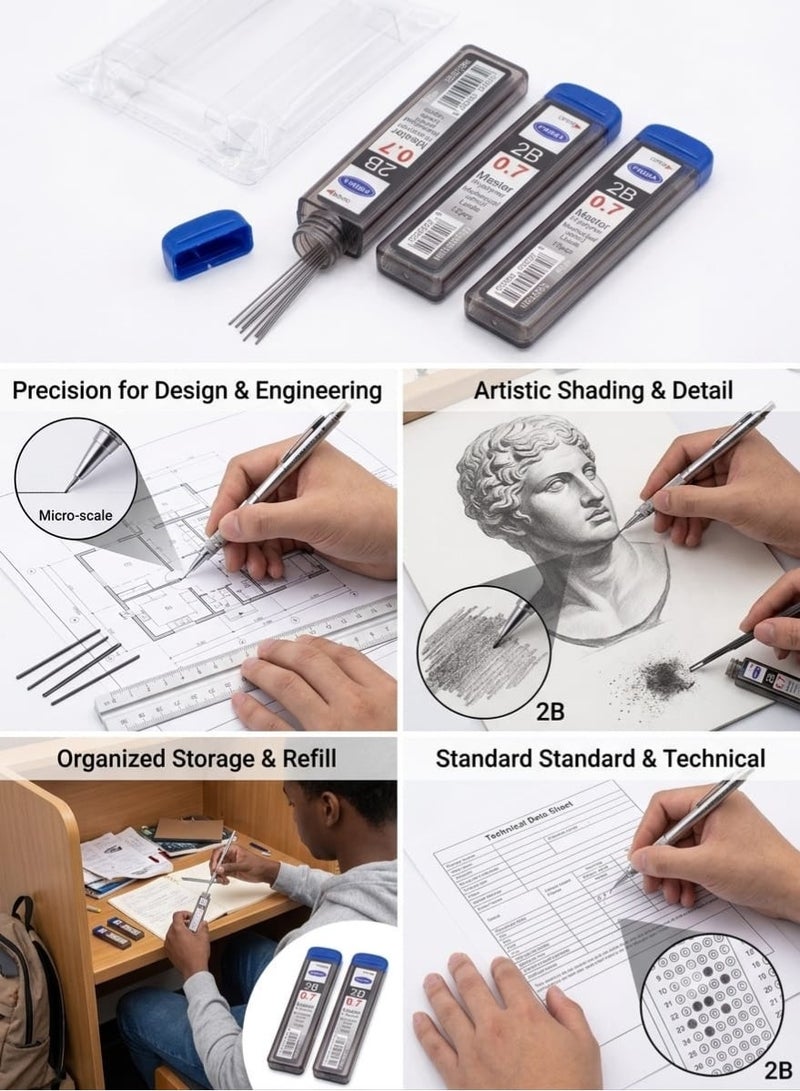 Prima 0.7mm Nib Set - 3 Pack for 2B Mechanical Pencils - Black - Image 3