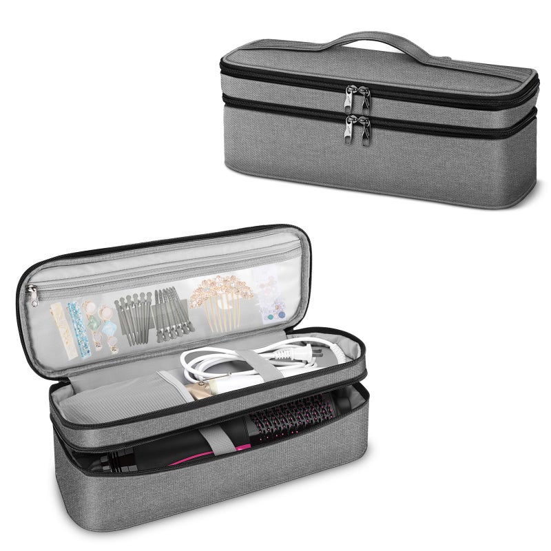 SITHON Double-Layer Travel Carrying Case for Shark FlexStyle/SmoothStyle, Water Resistant Storage Organizer Bag for Airwrap Styler, Also for Revlon One-Step Hair Dryer (Bag Only) (Gray) - Image 1