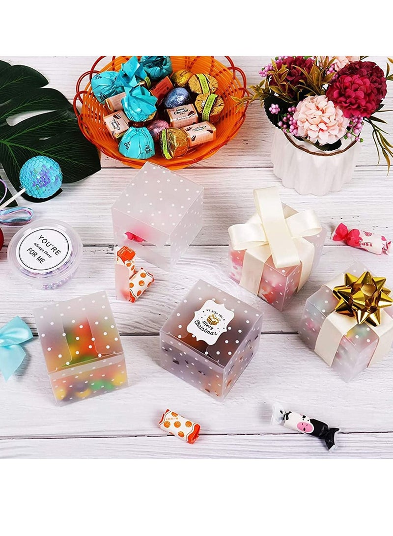 Generic 30PCS Dots Clear Cube Wedding Party Favour Boxes PVC Transparent Square Small Gift Boxes for Candy, Sweets, Chocolate, Item Storage Display (Clear Dots, 6x6x6cm)  - Image 3